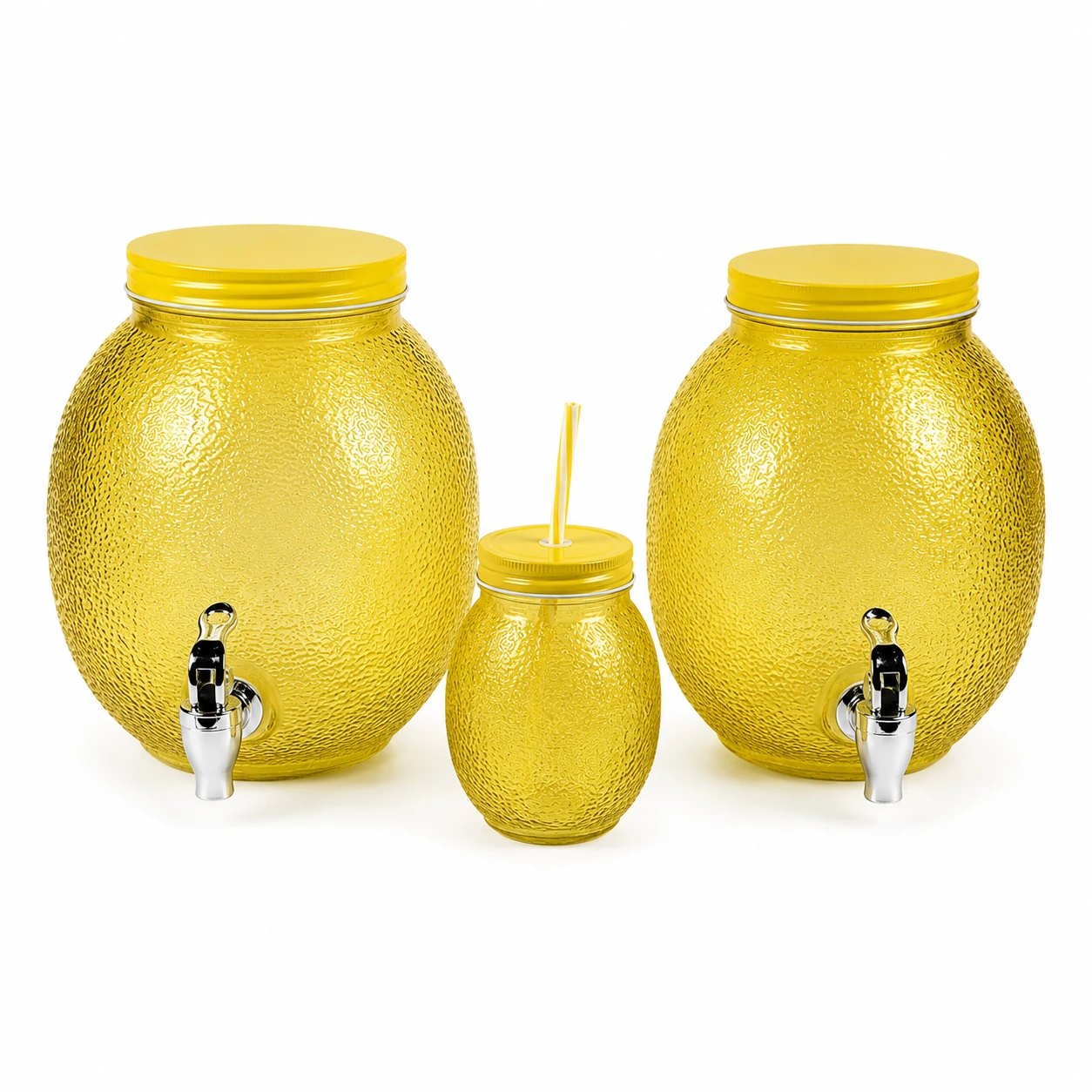 Yellow Pineapple Glass Dispenser Set