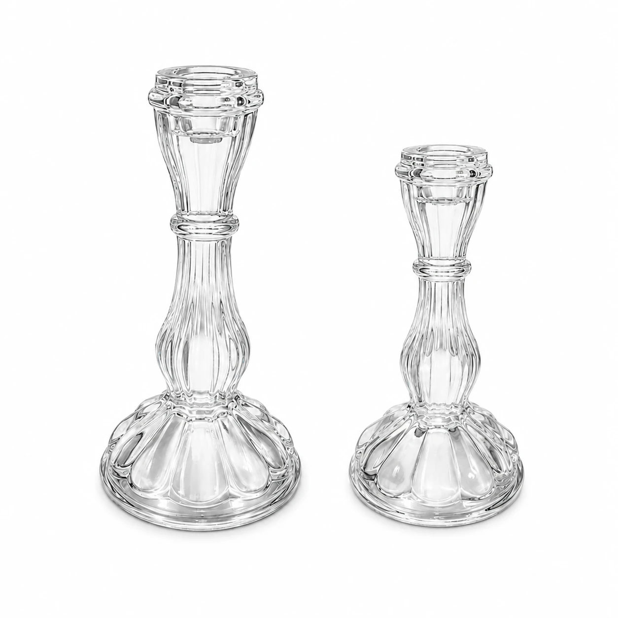 Tall Crystal Candle Holder Set