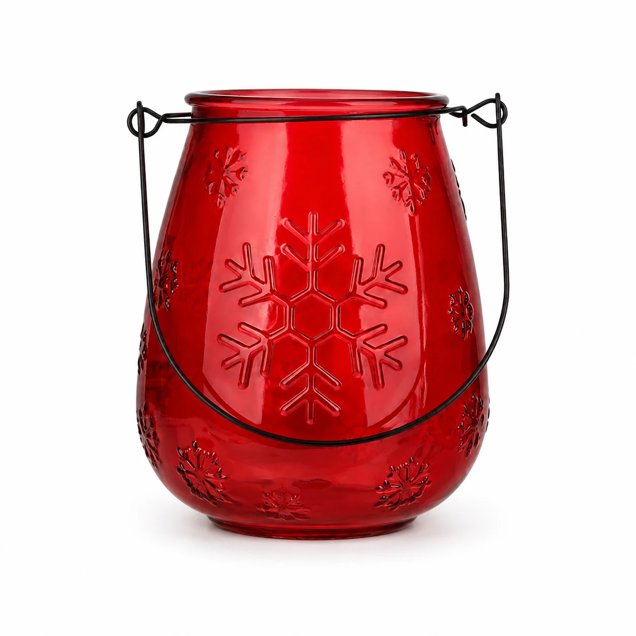 Red Snowflake Candle Holder