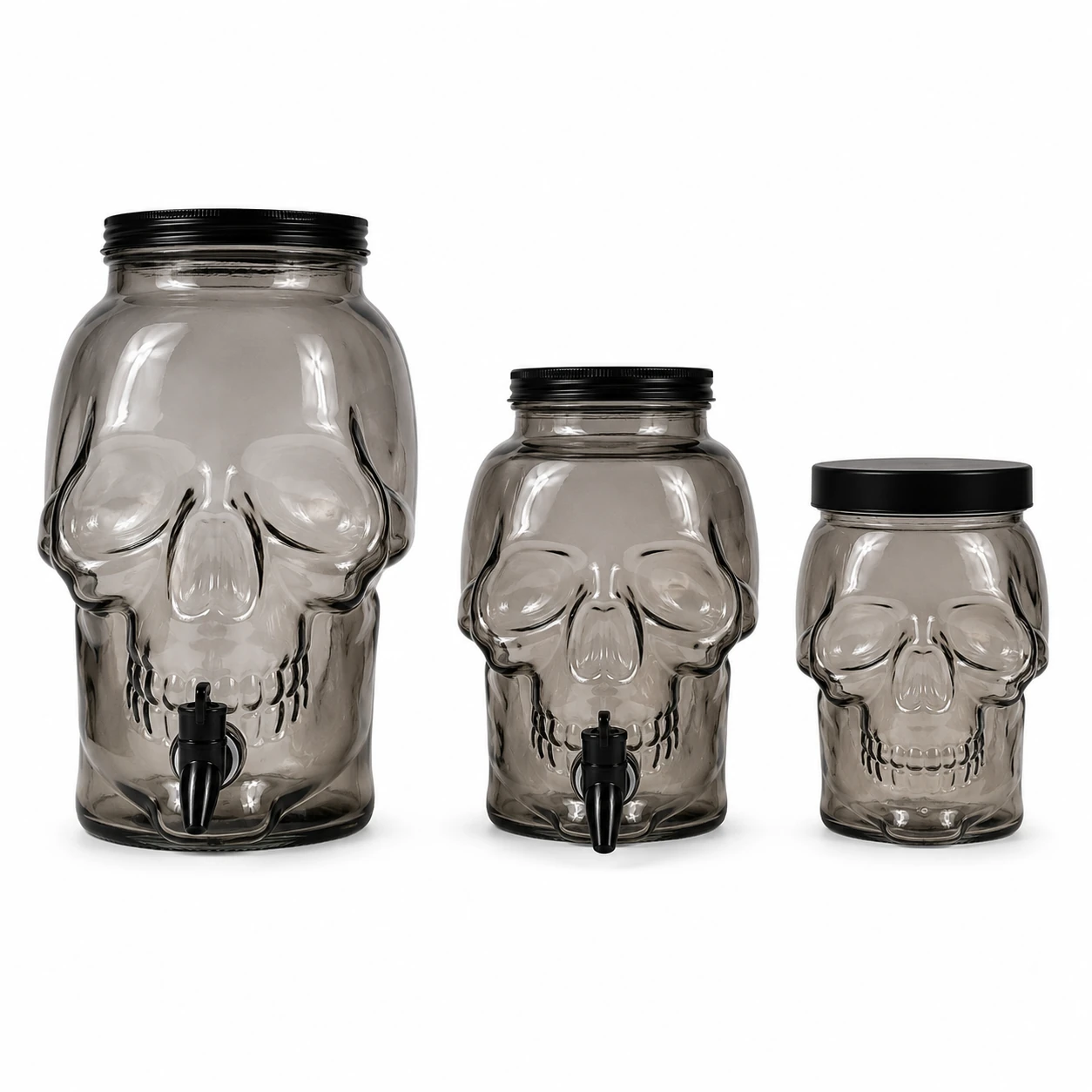Skull Glass Dispenser Jar Set