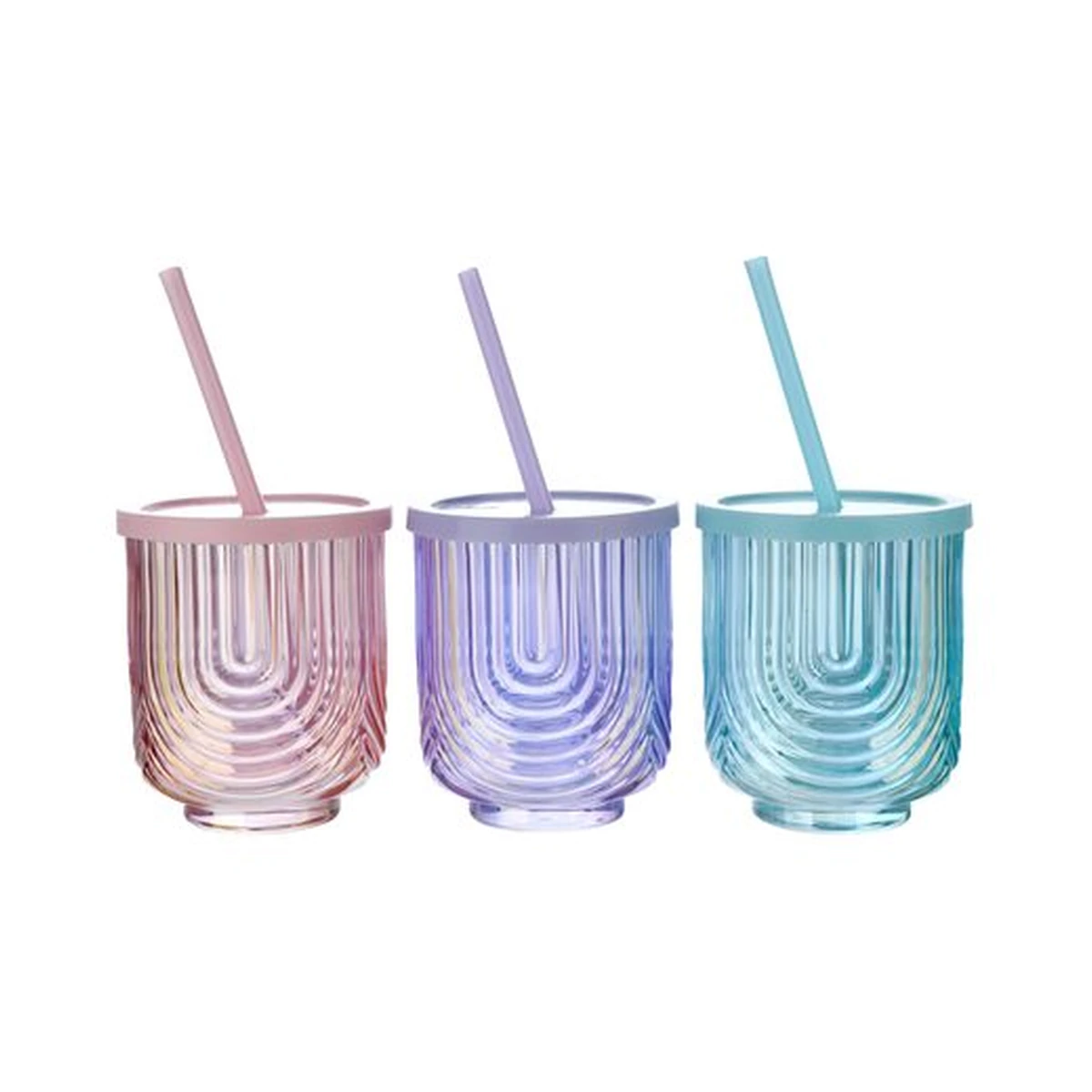 Greek-Key Glass Cup with Straw, model YB000639