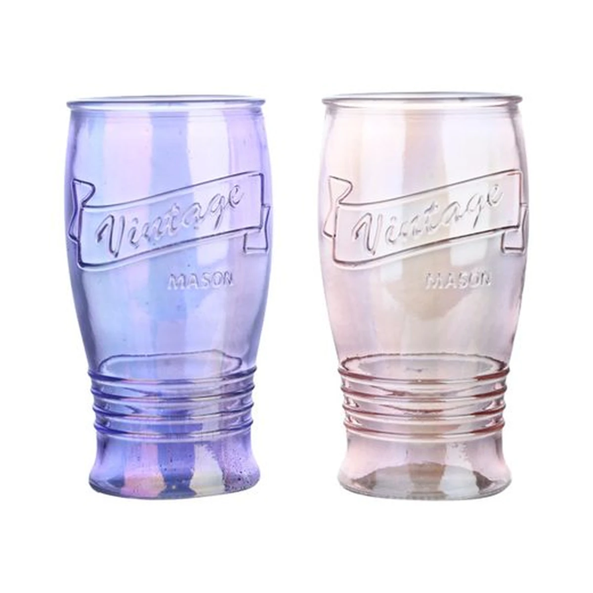 Iridescent Waisted Mason Glass Tumbler, model YB000170