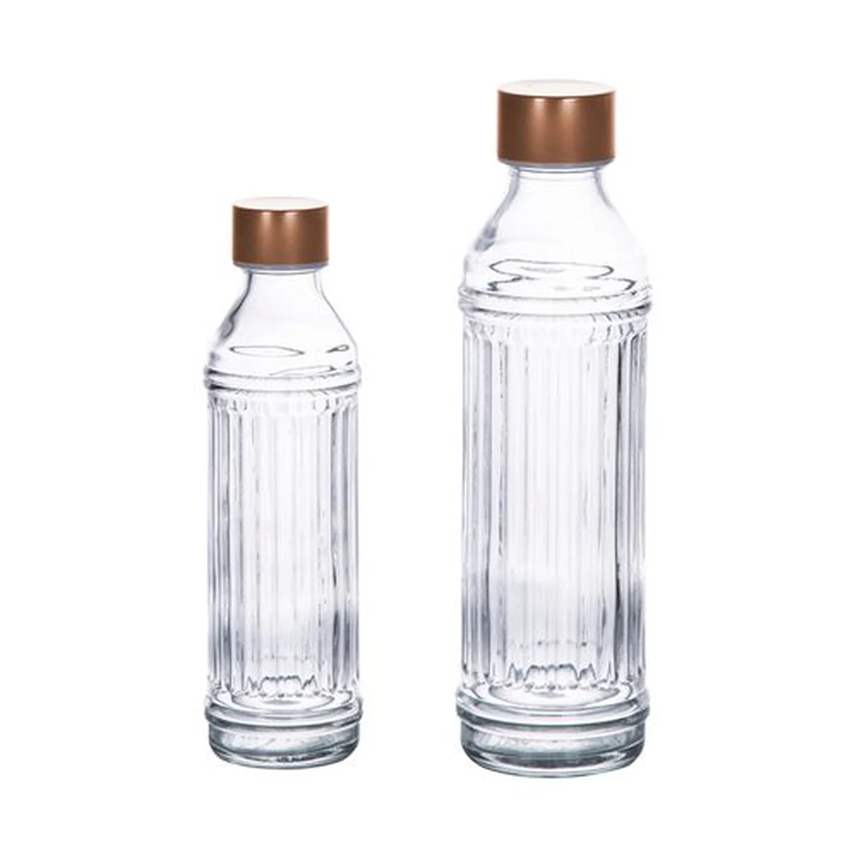 530 ml Vertical-Ribbed Tapered Glass Bottle, model YB000167