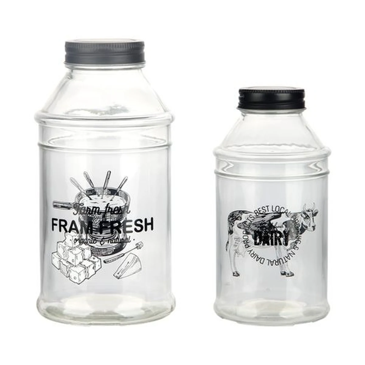900 ml Decal-Decorated Double-Ring Glass Milk Bottle, model YB001147