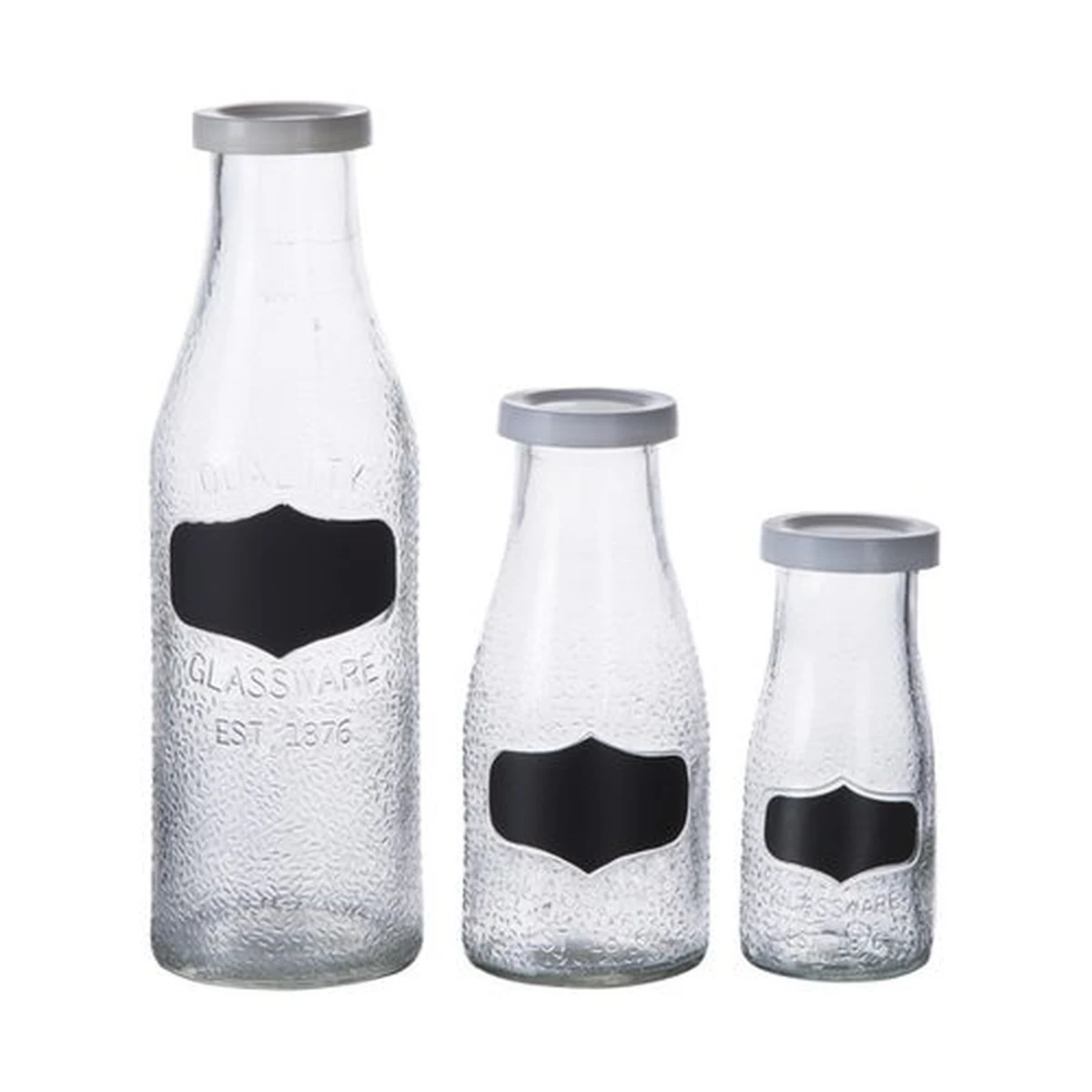 500 ml Decal-Decorated Double-Ring Glass Milk Bottle, model YB001148