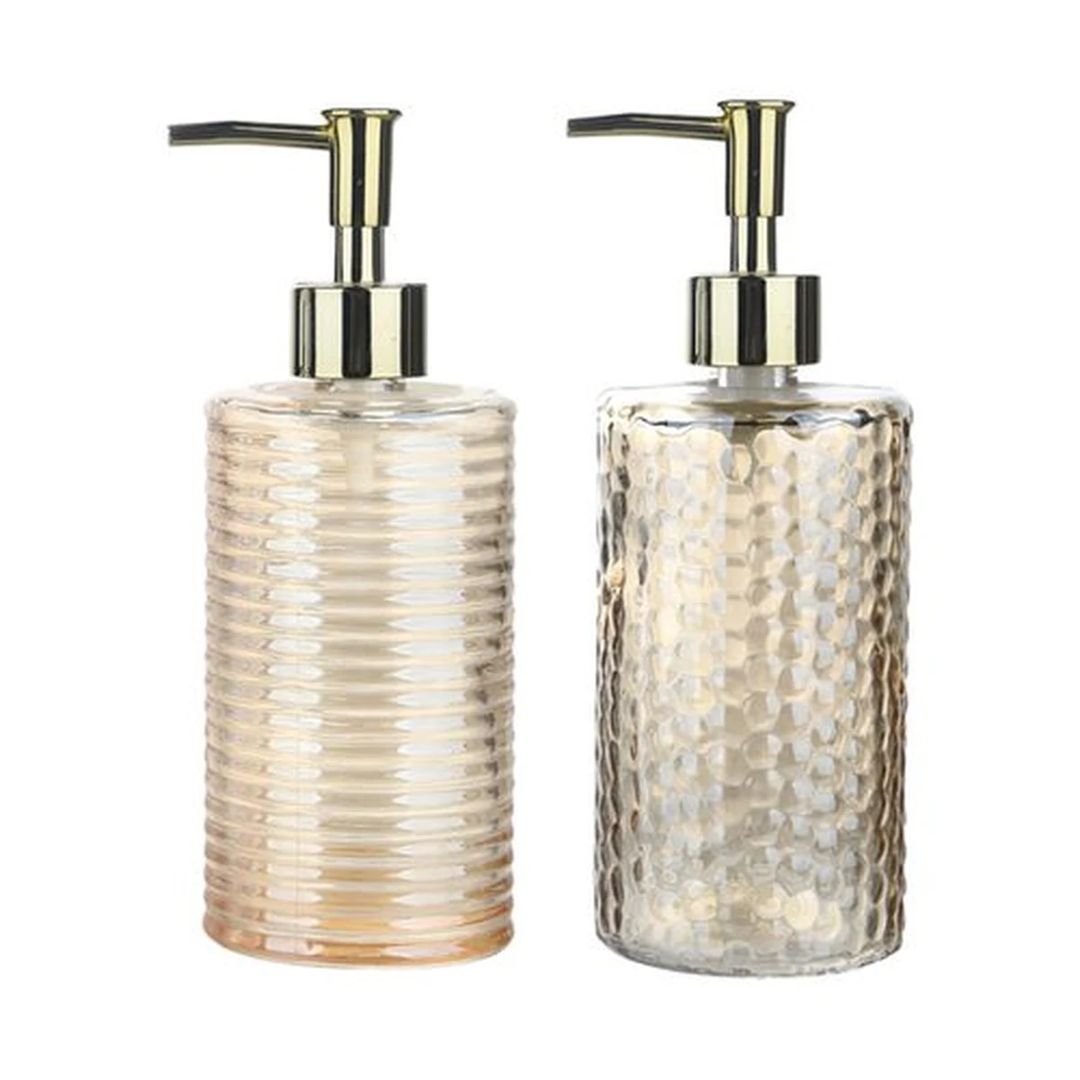 440 ml Horizontal-Ribbed Amber Ion-Plated Glass Soap Dispenser, model YB000001
