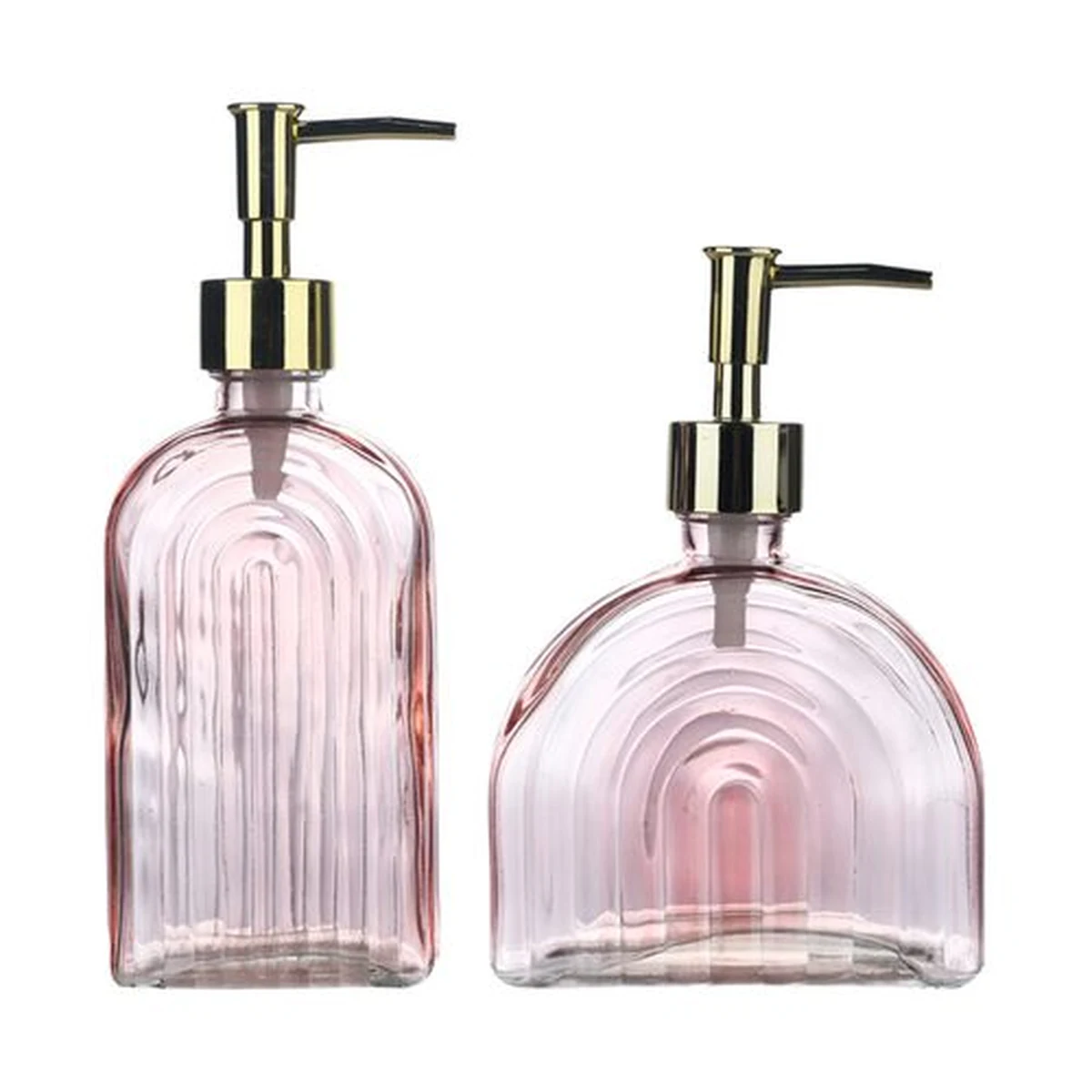 290 ml Half-Round Arch Pink Color-Sprayed Glass Soap Dispenser, model YB000048