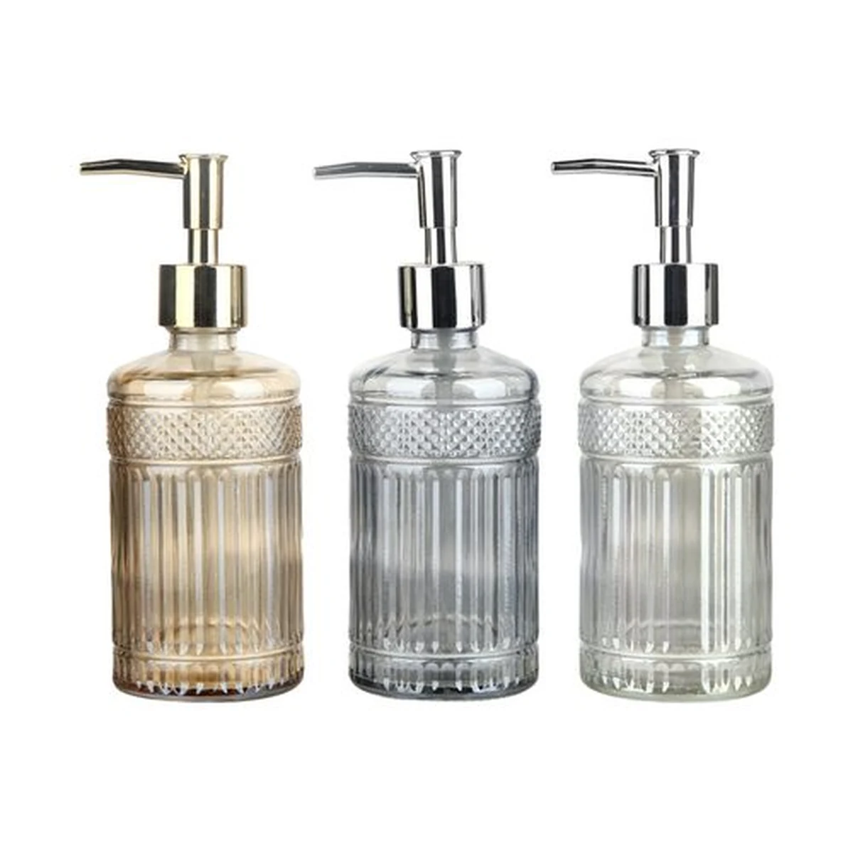 370 ml Vertical-Ribbed Amber Ion-Plated Glass Soap Dispenser, model YB000937