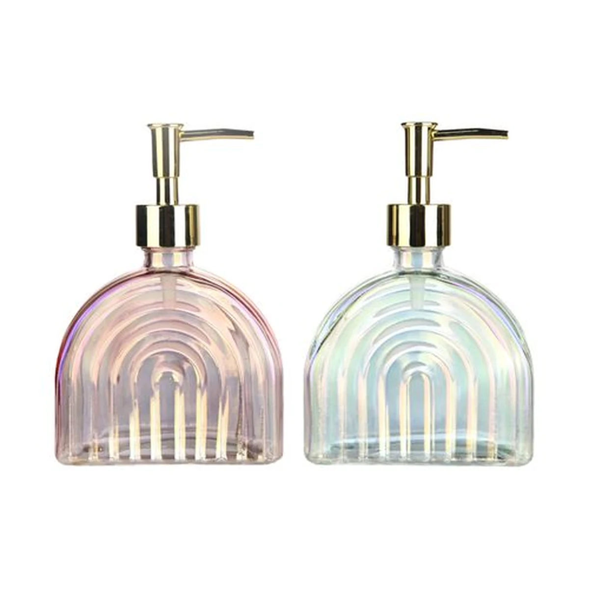 290 ml Half-Round Arch Pink Ion-Plated Glass Soap Dispenser, model YB000944