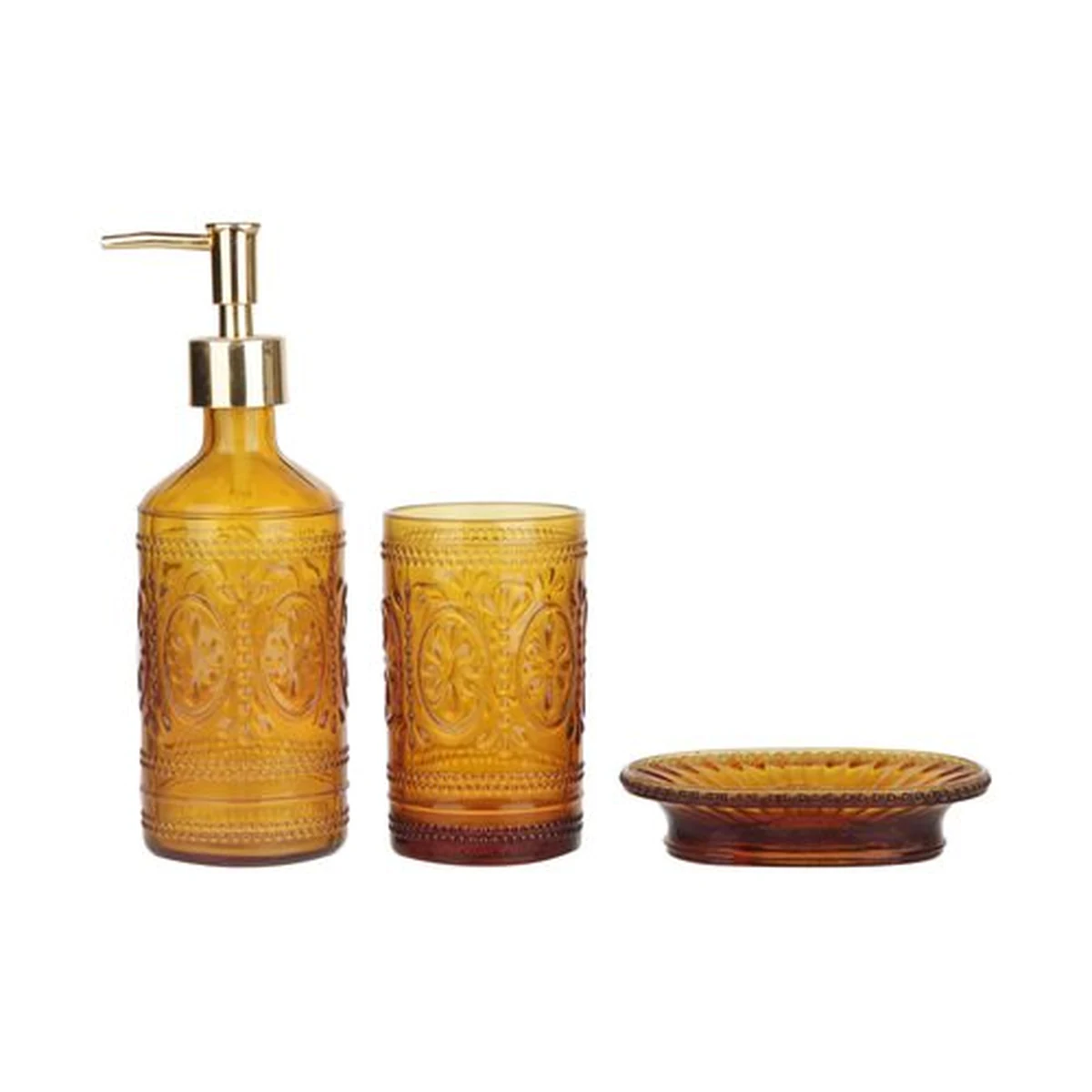 Amber 3-Piece Glass Bathroom Accessory Set, model YB001786