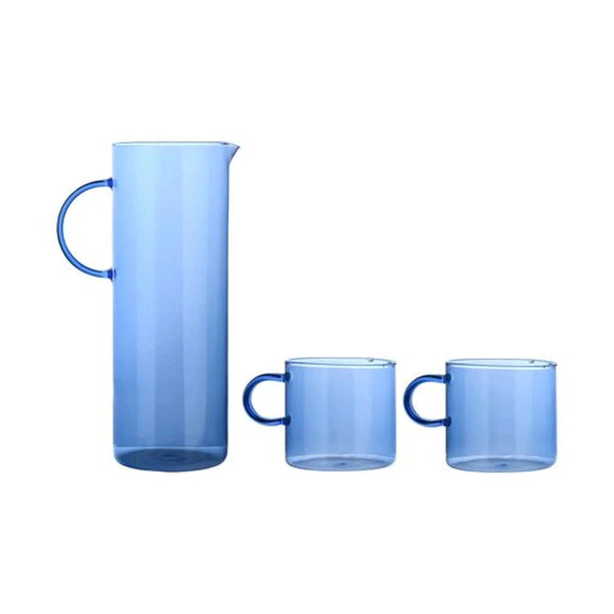 1100 ml Blue Glass Pitcher and Cup Set, model YB000583