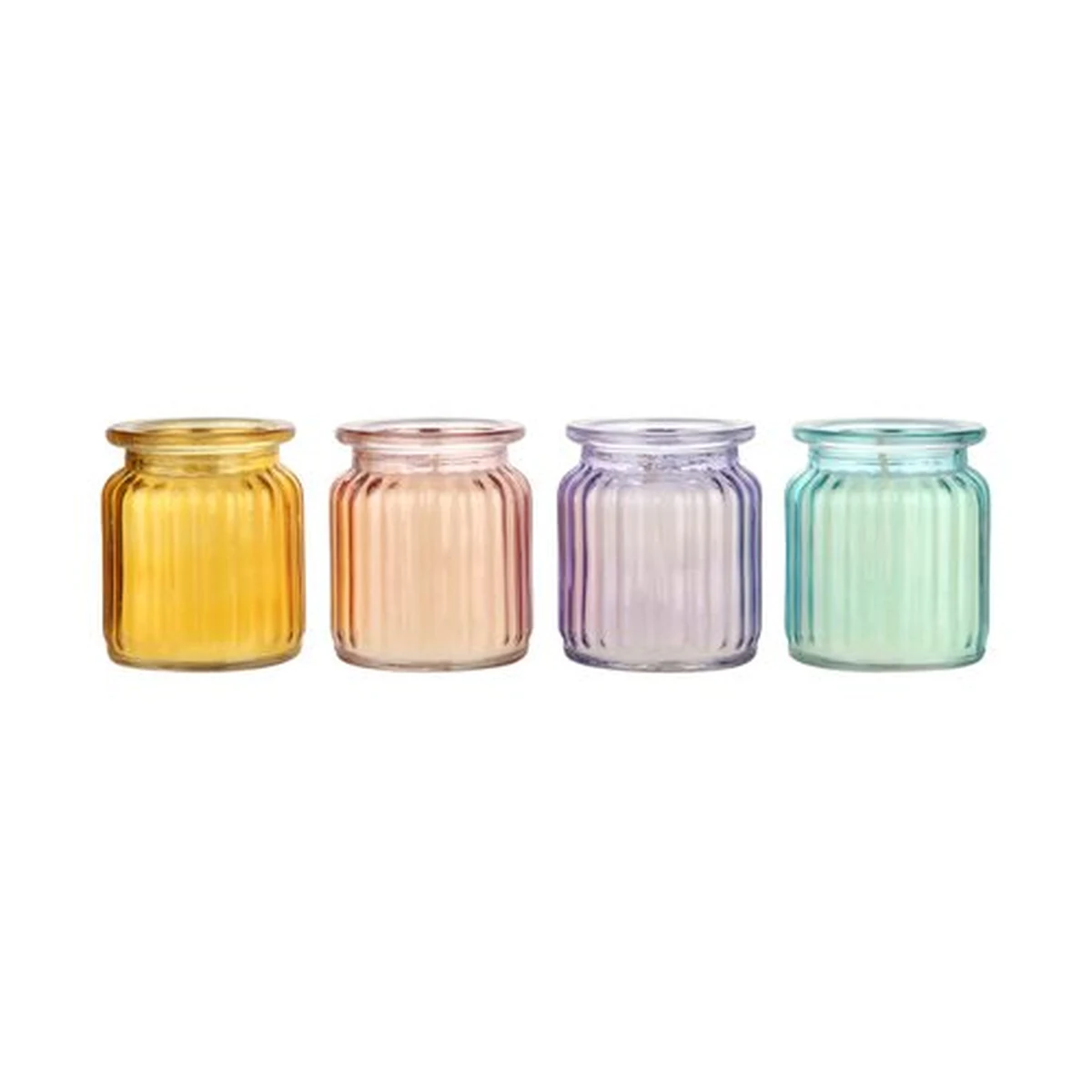 Vertical-Ribbed Flared-Rim Colored Glass Candle Jar Series, model YB001011