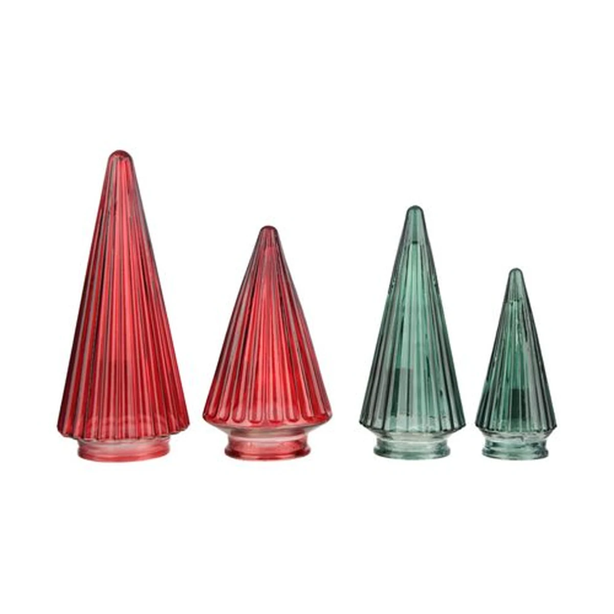 Vertical-Ribbed Cone Christmas Tree Glass Jar Lid Series, model YB001259
