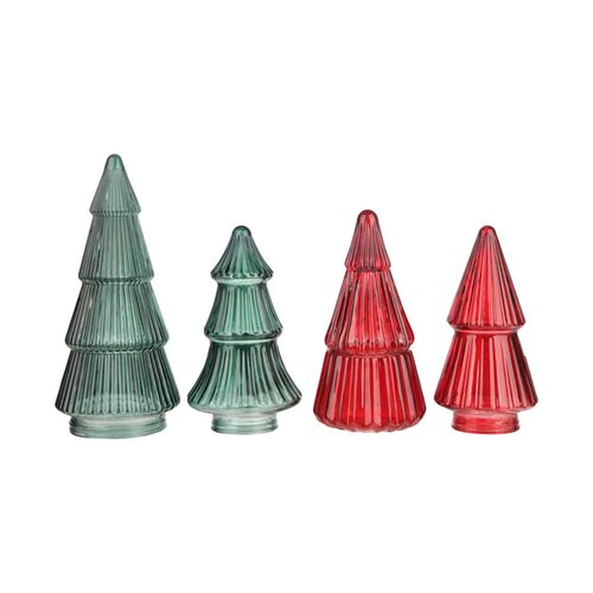 Tiered Vertical-Ribbed Christmas Tree Glass Jar Lid Series, model YB001263