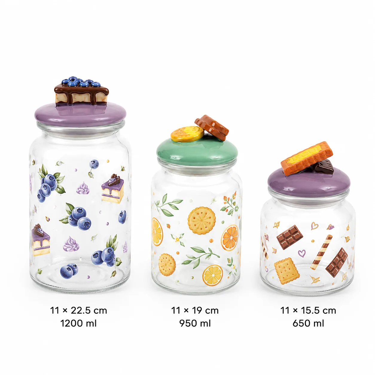 Dessert fruit Easter glass jar set in 650 ml, 950 ml and 1200 ml sizes
