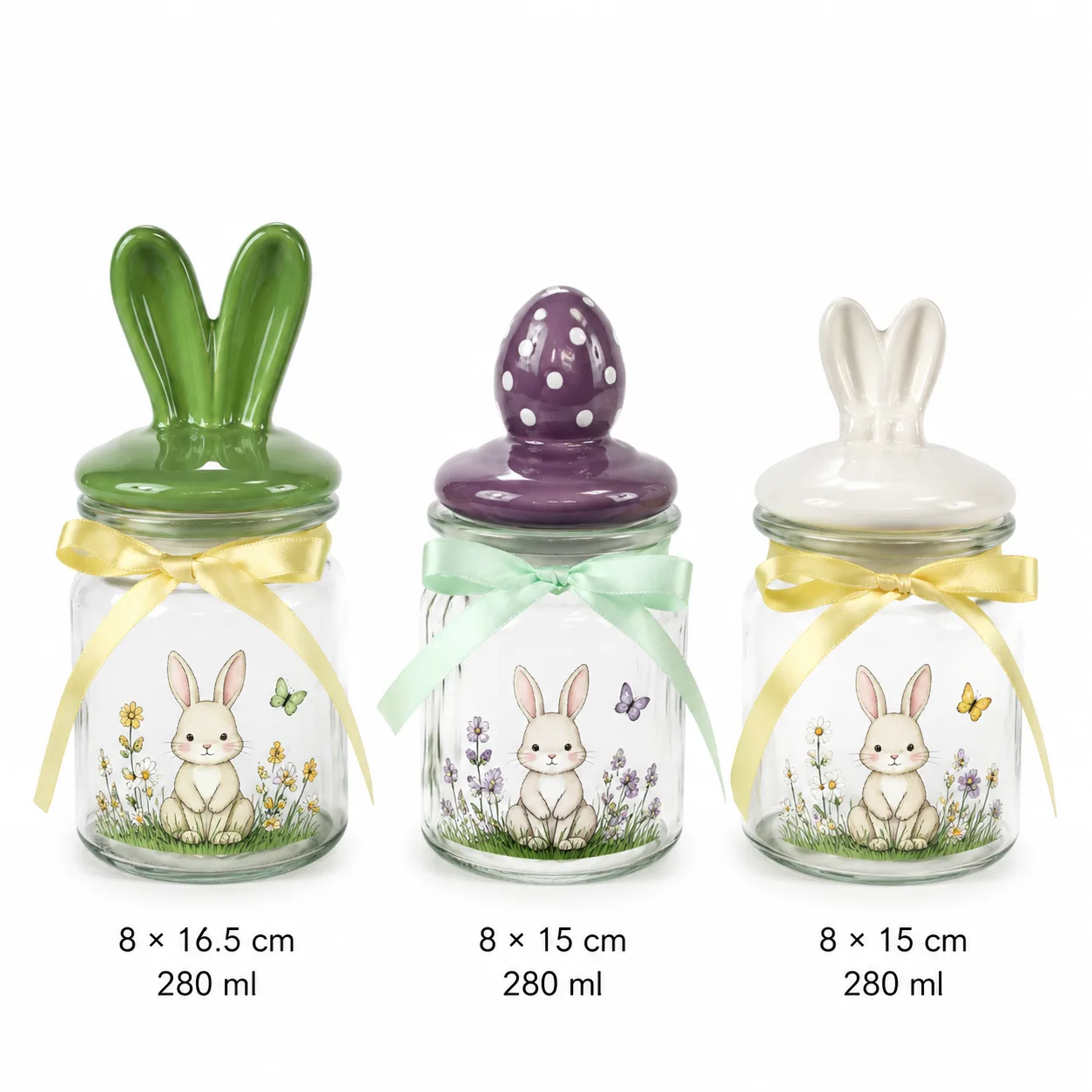 Bunny egg Easter glass jar set in 280 ml size